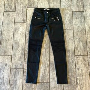 Black Faux Leather Moto Pants (Medium)